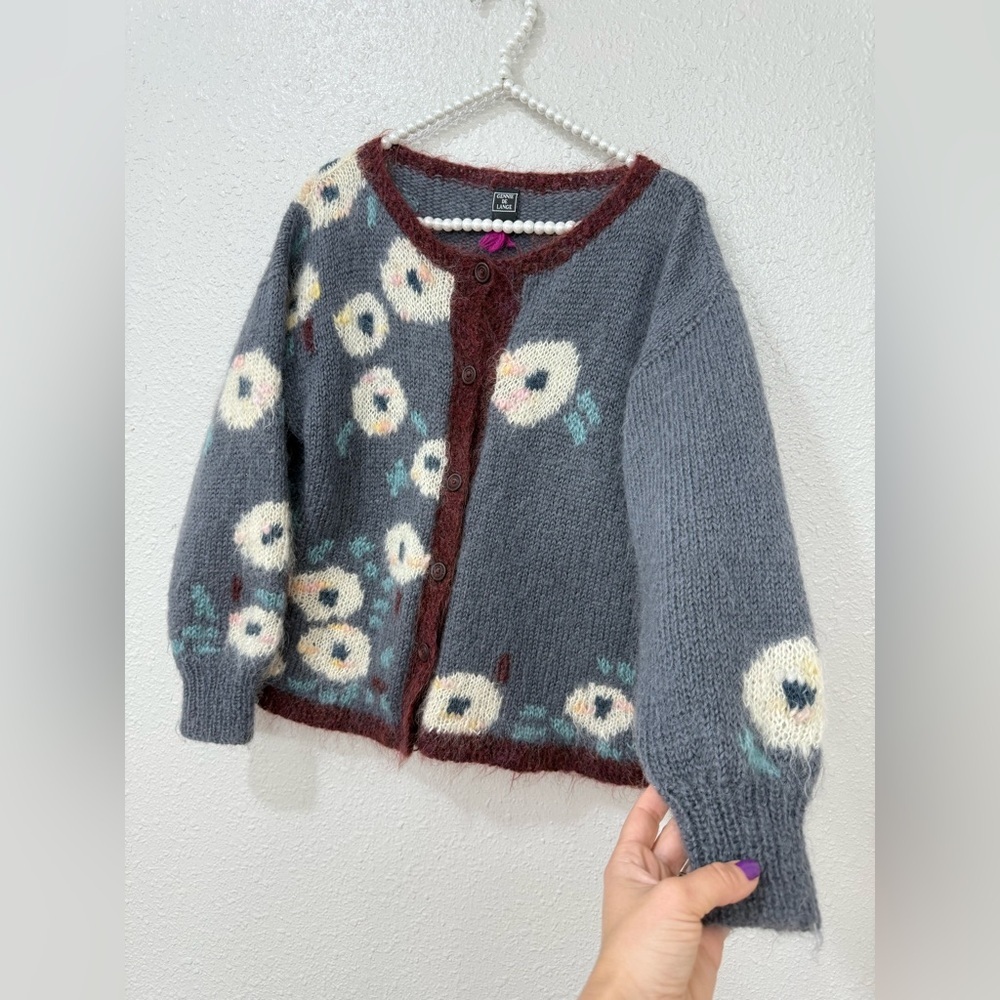 Vintage Gennie De Lange Mohair and Wool Blend Sweater Cardigan Sz L New Zealand - Picture 3 of 9